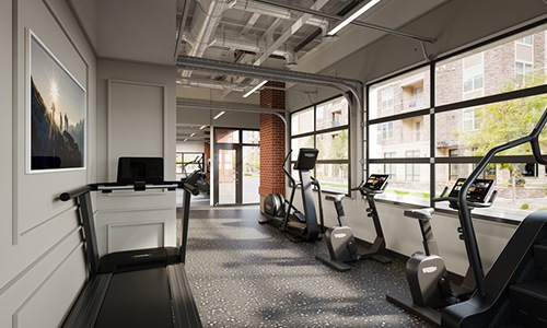 fitness center with exercise equipment
